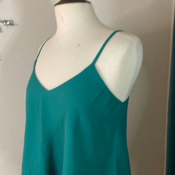 BP teal green spaghetti strap cropped tank top | layered ruffle hem | size XS - Picture 3 of 7
